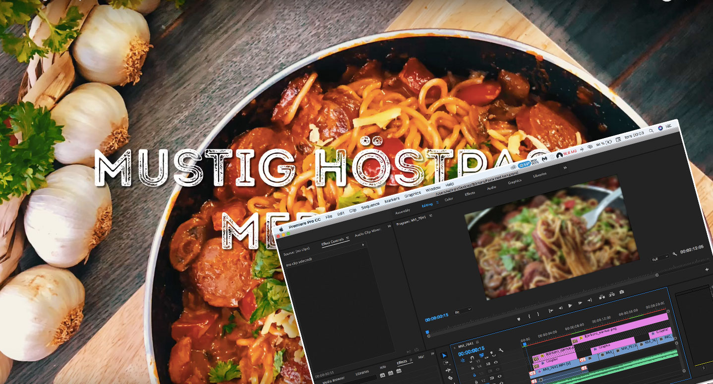 Adobe premiere används vid redigering av matvideo